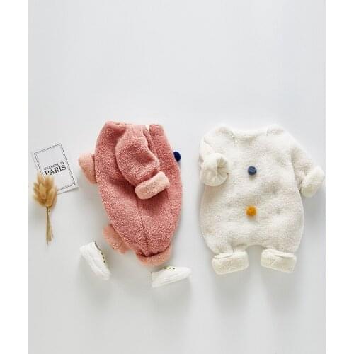 Winter Baby Solid Color Cute Pattern Velvet Romper