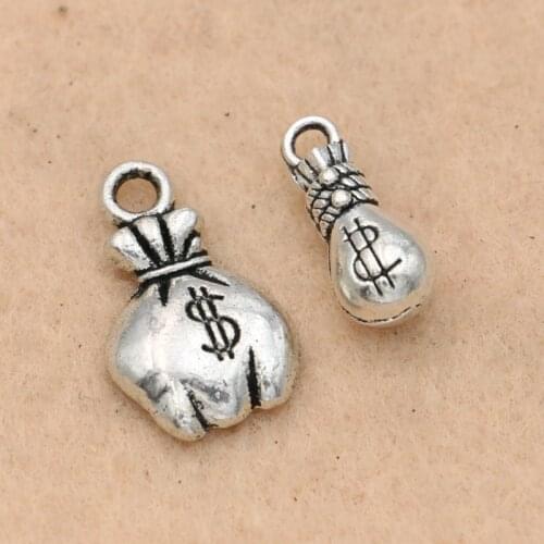 10pcs Antique Silver Plated Money Bags Charms Pendants for Jewelry Making Bracelet Accessories DIY Handmade 15x6mm