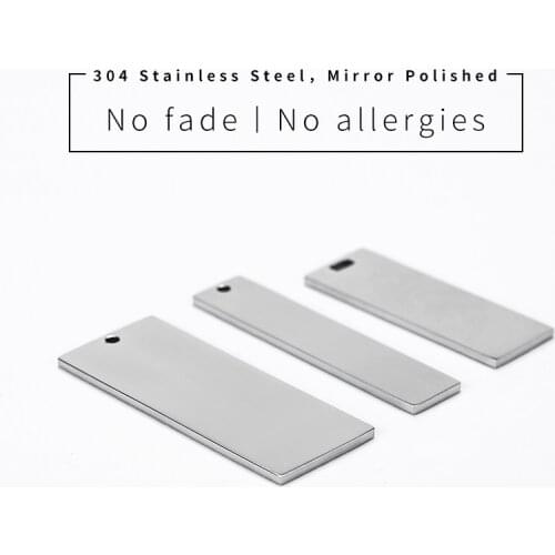 100% Stainless Steel Blank Dogtag Rectangle Bar Pendant For Jewelry Making Metal Military Plate Mirror Polished Wholesale 100pcs