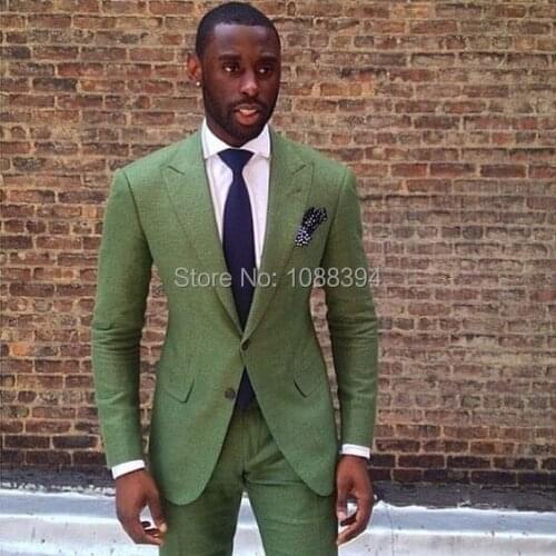 2017 Custom Design Tow Button Slim Fit Light Green Groom Tuxedos Groomsmen Mens Wedding Suits Prom Bridegroom (Jacket+Pants+Tie)
