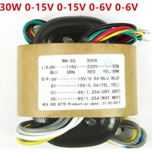 30W 15V*2+ 6V*2 transformer R core 115V/230V for dac as es9018 9028 9038 preamplifier power supply free shipping