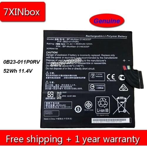 7XINbox 52Wh 4630mAh 11.4V Genuine 0B23-011P0RV BP-McAllan-31/4630SP Laptop Battery For Getac 3ICP6/44/109 Series Tablet