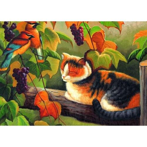 Animal Needlework 5D Diy Diamond Embroidery Sleep Cat Diamond Painting Cross Stitch Diamond Mosaic Diamond Decorative