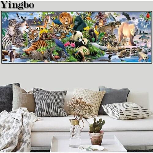 New 2020 Diamond Painting Zoo landscape 5d DIY Full square round Drill Cross Stitch Rhinestone Embroidery Tiger/lion/polar bear