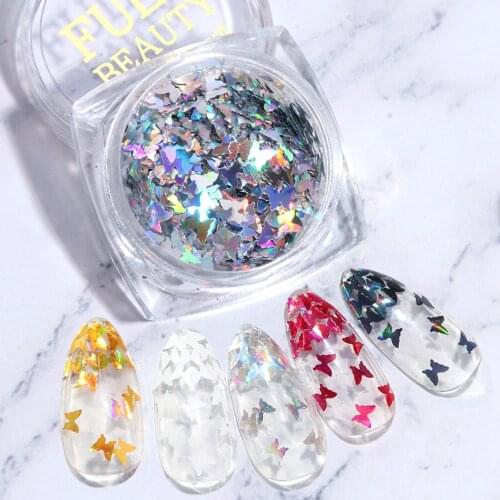Nail Art Glitter Sequins Holographic Silver Flakes 3D Butterfly Sparkly Mermaid Mirror Paillette Manicure Decor Tips JIHD01-05