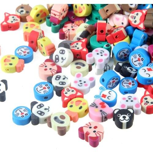 100pcs/lot Mixed Cute Animal Polymer Clay Spacer Beads For Jewelry Making DIY Necklace Bracelet Earring Jewelry Findings Making