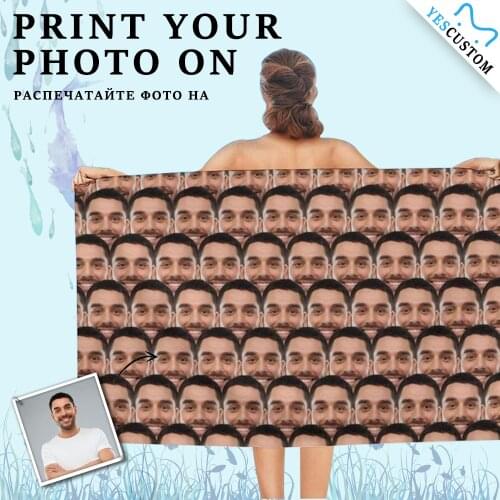 Custom Face Photo Bath Kids Pool Towel Handmade Beach Surf Sport Summer Camping Hiking Ultralight Breathable Portable Quick Dry
