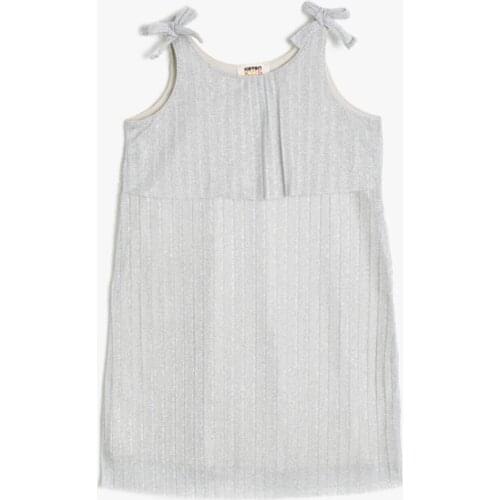 Silver Girl Children Dress Polyester Sleeveless Cycling Neck