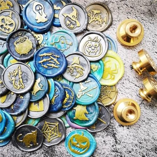 Halloween Wax Seal Stamp - 60 Design Choices | Sealing Wax Stamp | bat ,skull ,ghost ,owl, witch on broom Happy Halloween stamp