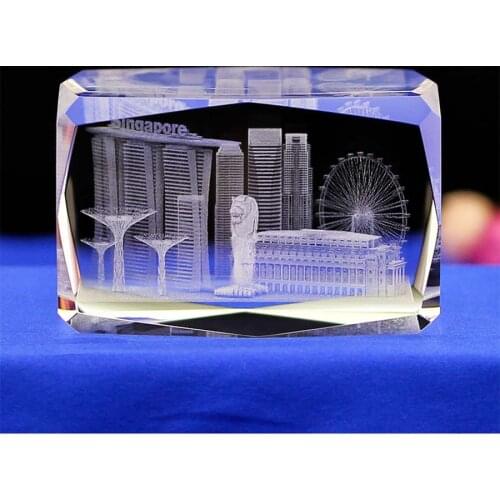 GOOD luck Business Decorations gift Souvenir Singapore Singapura landmark Merlion Figurine 3D Crystal statue free shipping