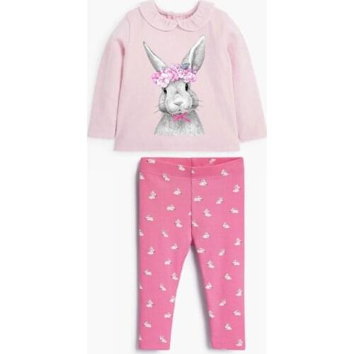 Autumn Girls Cartoon Rabbit Set Kids Cotton Clothes Sweatshirts+Pants 2 Pcs Suit Girl Christmas Outfit Tracksuit Boutique Outfit