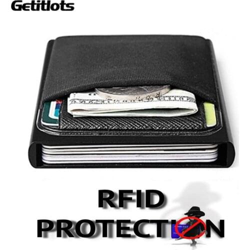 New Men Business Aluminum Cash ID Card Holder Rfid Blocking Wallet Mini Slim Metal Wallet Automatic Coin Purse Credit Card Case