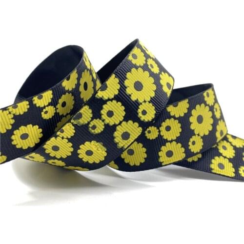 5yards 1" 25MM Grosgrain Ribbon Printed flowers for Christmas Wedding Decoration DIY Sewing Handmand Craft Accessories #10