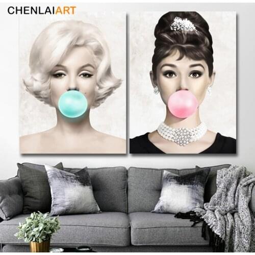Marilyn Monroe Audrey Hepburn Balloon Poster and Prints Canvas Painting Pictures For Living Room Home Decor Wall Art No Frame