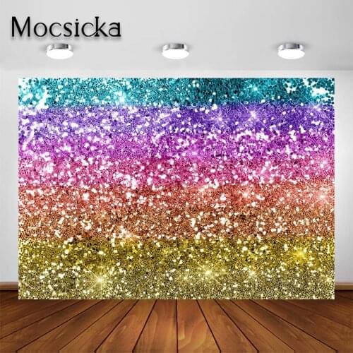 Mocsicka Glitter Bokeh Photography Backdrop Rainbow Glow Sparkle Birthday Decor Baby Child Portrait Background for Photo Studio