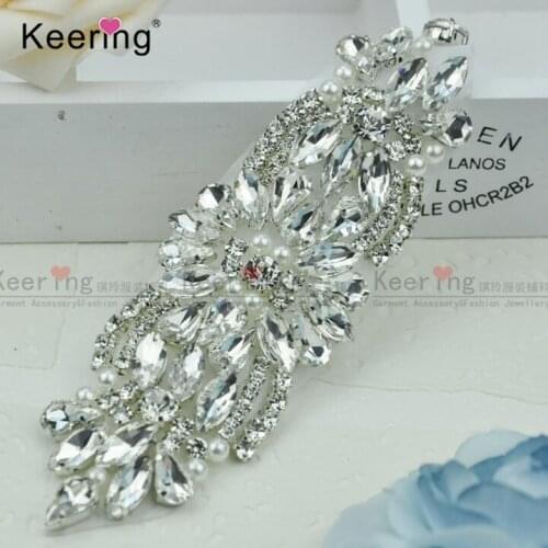Fashion Pretty Sparkling Crystal Rhinestone Applique For Bridal Sash WRA-915