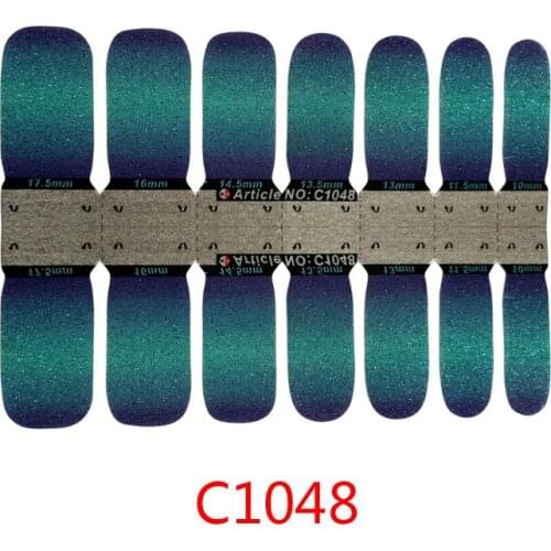 14pcs/sheet Glitter Gradient Color Nail Stickers Nail Wraps Full Cover Nail Polish Sticker DIY Self-Adhesive Nail Art Decoration
