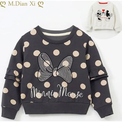 New Girls' Cotton Sweater Terry Material Wave Point Spring and Autumn Fashion Cartoon Sweater Girl Baby Embroidered Sweater