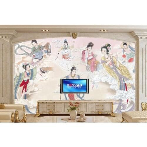 Custom Seven Chinese ancient fairy ladies wallpaper papel de parede,hotel restaurant living room sofa tv wall bedroom 3d murals