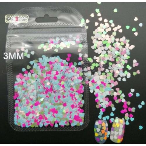 Popular Mix Color Heart Glitter Nail Art Holographic Nail Sequins Paillettes 3D Love Shape Salon Manicure Decoration DIY