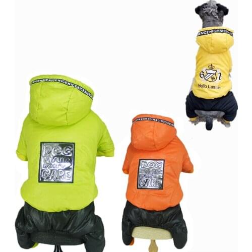 Casual Letter Four Legs Dog Jumpsuit Dog Clothes Winter Warm Pet Dog Jacket Coat Puppy Christmas Clothing For Small Medium Dogs