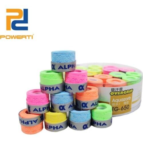 POWERTI 30pcs/lot-0.5mm Sweaband Absorbent Pro Dry Grip Tennis Overgrip Badminton Squash Racket Sweat Grips TG-650