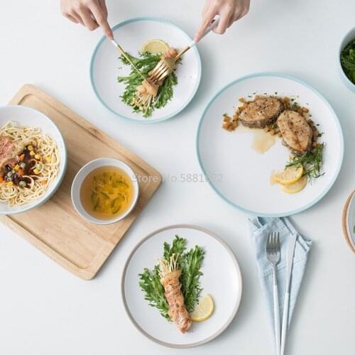 Simple European-style ceramic tableware set steak fruit creative ceramic dishes household rice bowls