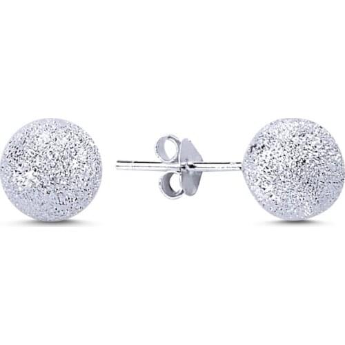 Silverlina Silver 8mm Laser Ball Earrings