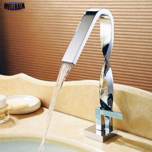 Soild Brass Chrome Plated Artistic Style Bathroom Faucet Single Hole Deck Mounted Bathroom Basin Water Mixer Fashion Design