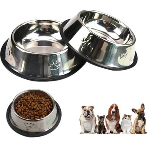 Dogs Cat Food Container Water Bowls For Animals Small Breeds Dog Stainless Steel Pet Gadget Raised Dry Feeder Bowl Accessories