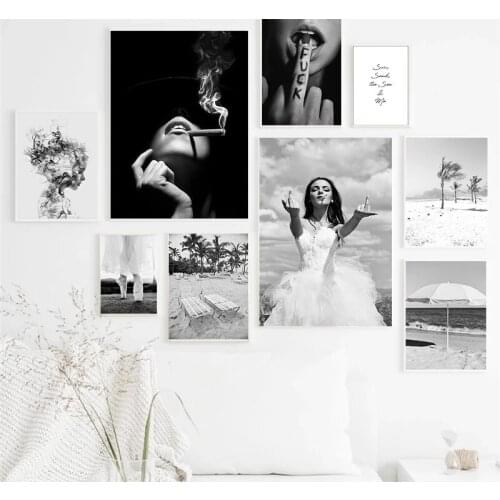 Modern Black And White Woman Painting Home Decoration Wall Art Canvas Painting Nordic Landscape Posters And Bedroom Design Print