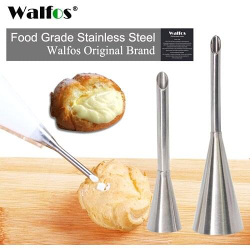 WALFOS 2pcs Puff Nozzle Tip Confectionery Cake Stainless Steel Cupcake Puffs Injection Tool Russian Icing Piping Baking Tools