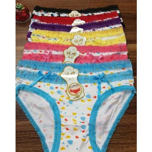 Jian Peng kawaii printed low-Rise briefs underwear women sexy lace panties lady Modal solid and durable underpants with bow