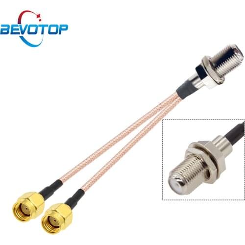 1PCS F Female Bulkhead to 2 x RP-SMA Male Adapter RG316 Pigtail Y Type Splitter Combiner RF Coaxial Extension Jumper 15CM
