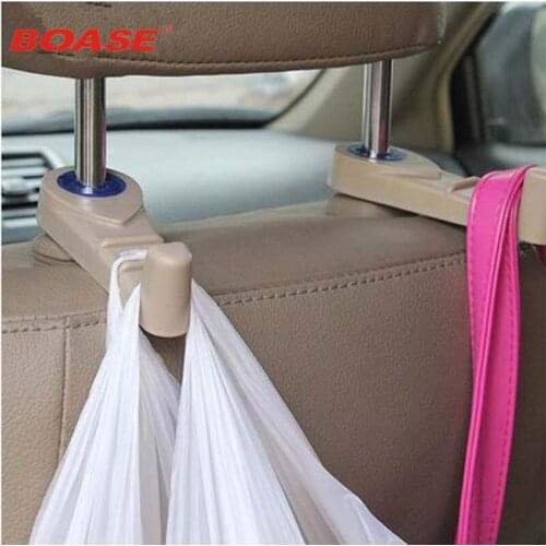 2PCS Car Accessories Portable Car Auto Seat Headrest Hanger Purse Bag Organizer Holder Clip Useful PE Car Hook for Clothes Coat