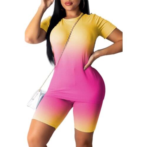 2Pcs / Set Women Sports Suit Print Neon Tops Short Pants Sportswear Tracksuit Fashion Summer Outfit Casual 2 Piece Set 2020