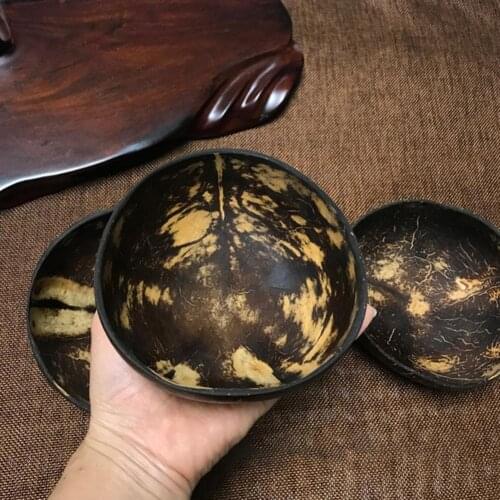 2Pcs Coconut Shell Bowl Soup Salad Noodles Rice Fruit Dish Container Handicraft Kitchen Bowl, Homemade Ruit Bowl, Craft Bowl