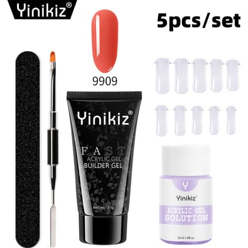 Yinikiz 5pcs Poly Nail Gel Extension Nail Kit All For Manicure Set Acrylic Solution UV/LED Builder Gel Polish For Nail Art Desi