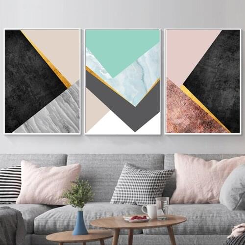 Abstract Triangle Hexagon Geometry Mosaic Wall Art Canvas Painting Nordic Posters And Prints Wall Pictures For Living Room Decor