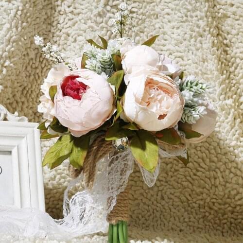 Free Shipping Classic Wedding Decorative Flower Artificial Peony Bride Bouquet Shooting Props Simulate Holding Flower