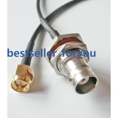 BNC Female bulkhead to SMA male plug RF Pigtail Coaxial RG174 Cable 20inch