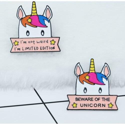 Cartoon Unicorn Enamel Pin I Am Not Werid I Am A Limited Edition Unicorn Metal Brooch Children Jewelry Gift