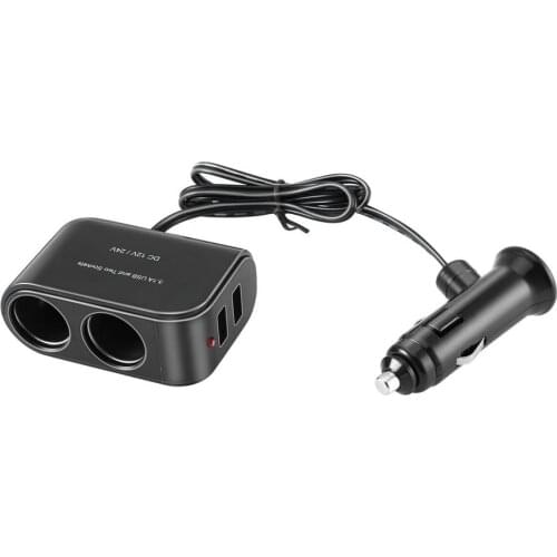 Hot Sale 2 Way Car Cigarette Lighter +LED Light Switch Auto Socket Splitter Charger USB 12V/24V New Drop Shipping
