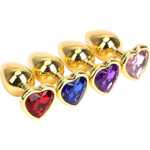 IKOKY Butt Plug Heart Shaped Female Masturbation Metal Prostate Massager Anal Plug Jewelry Crystal Sex Toys For Woman Men Gay