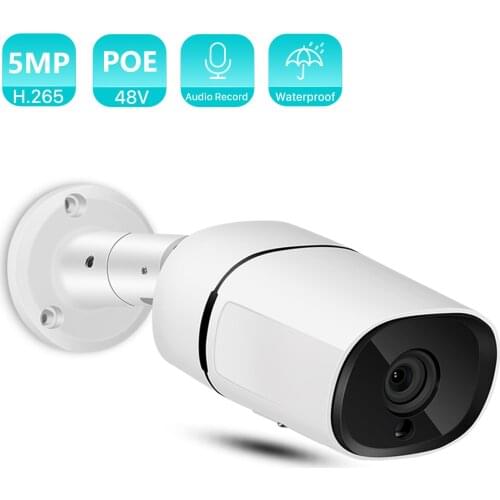 BESDER 5MP PoE Outdoor IP Camera Smart Humanoid Detection Waterproof Bullet Camera 2-way Audio IR Night Vision CCTV Surveillance
