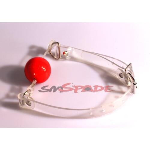 Red solid rubber ball gag,100% handmade gag with clear belt and red silicone ball, nice mouth plug, sex toy adult products