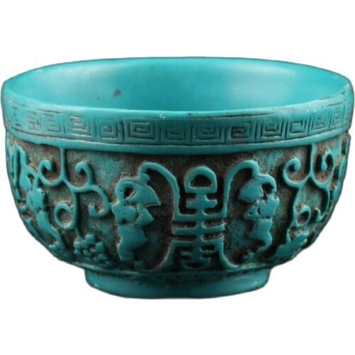 Collection decorative handmade Turquoise Shou bowl statue