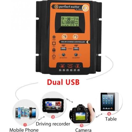 12V 24V 30A 50A 70A MPPT Solar Charge Controller Solar Panel Battery Regulator Dual USB LCD Display Solar Charge Controller