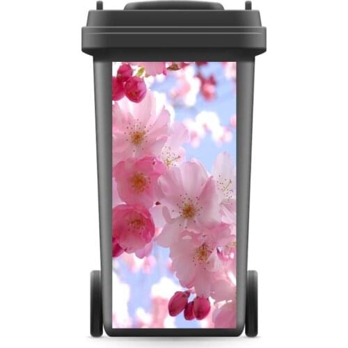 DIY Creative Pink Flower Rubbish Bin Sticker Wallpaper mural Wall Print Decal Removable Photo self adhesive Gift