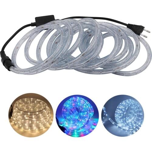 Round Tube Neon Light 220V Clear PVC Rope Lights 36Leds/m Waterproof Commercial Neon Sign Round 2-wire LED Strip Flexible Light
